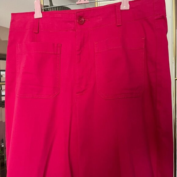 Bagatelle Sedona Pink Patch Pocket Wide Leg Cropped Stretch Pants Womens Size 12 - Picture 6 of 11